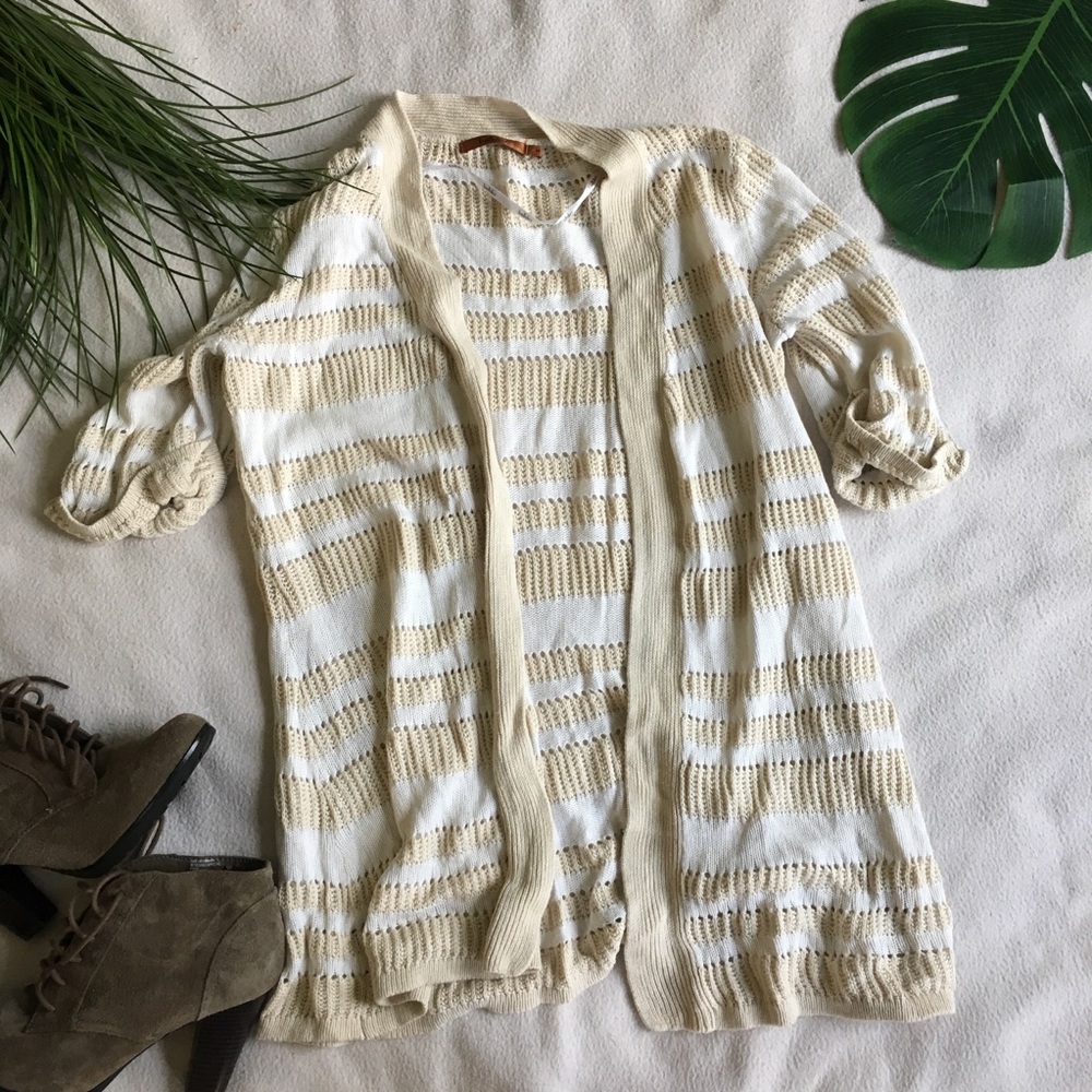 Belldini open knit stipe sweater cardigan